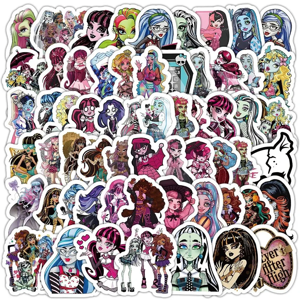 10/30/50/100 sztuk Anime Monster High School Cartoon Graffiti naklejki telefon Laptop Notebook walizka wodoodporna naklejka zabawka dla dzieci