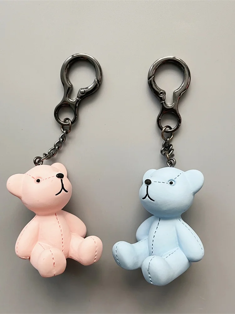 Cute Plush Bear Keychain Creative Resin Bag Car Decorations Couple Matching Ideal Gift Festive Supplies