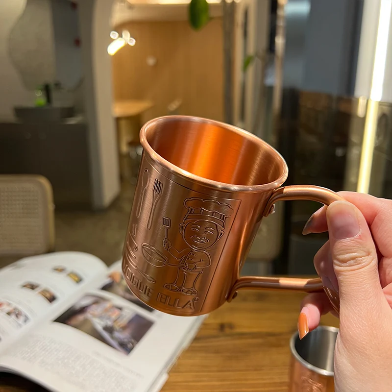 Copper Mug Handcrafted of 100% Pure Thick Copper Shot Glass Copper Interior Vintage Wine Glass Strong Riveted Handle 13 Ounces