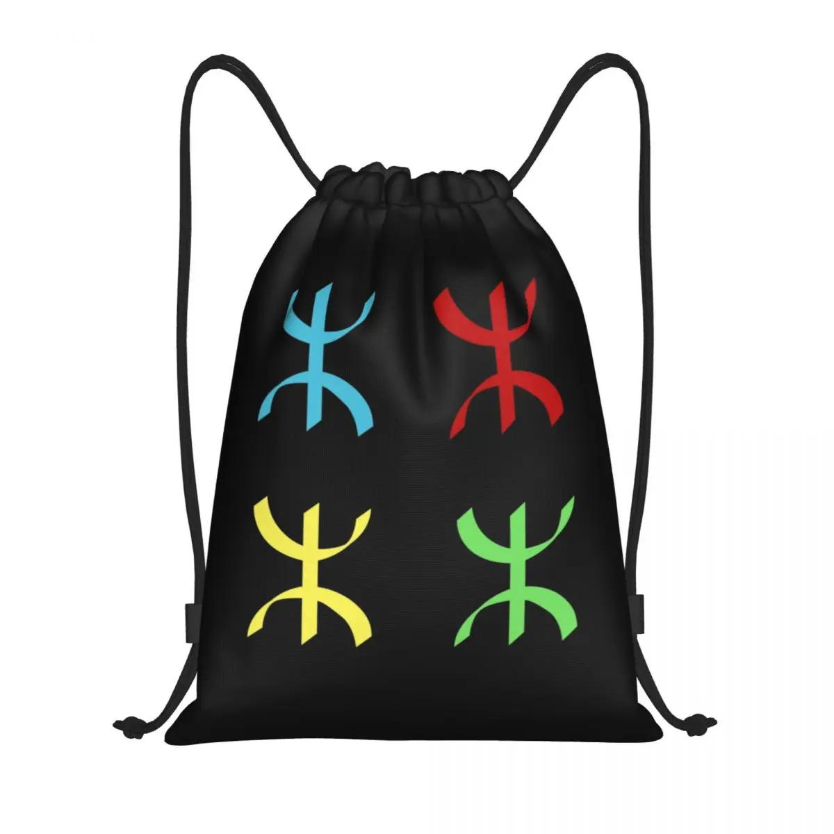 Colorful Amazigh Berber Tifinagh Drawstring Backpack Women Men Sport Gym Sackpack Foldable Kabyle Imazighen Shopping Bag Sack