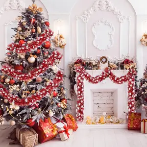 زينة شجرة عيد الميلاد ، إكليل أحمر ، زينة معلقة في السقف ، حفلة عيد ميلاد ، مستلزمات داخلية وخارجية أفضل 8 زخرفة سقف عيد الميلاد مبيعا - No7