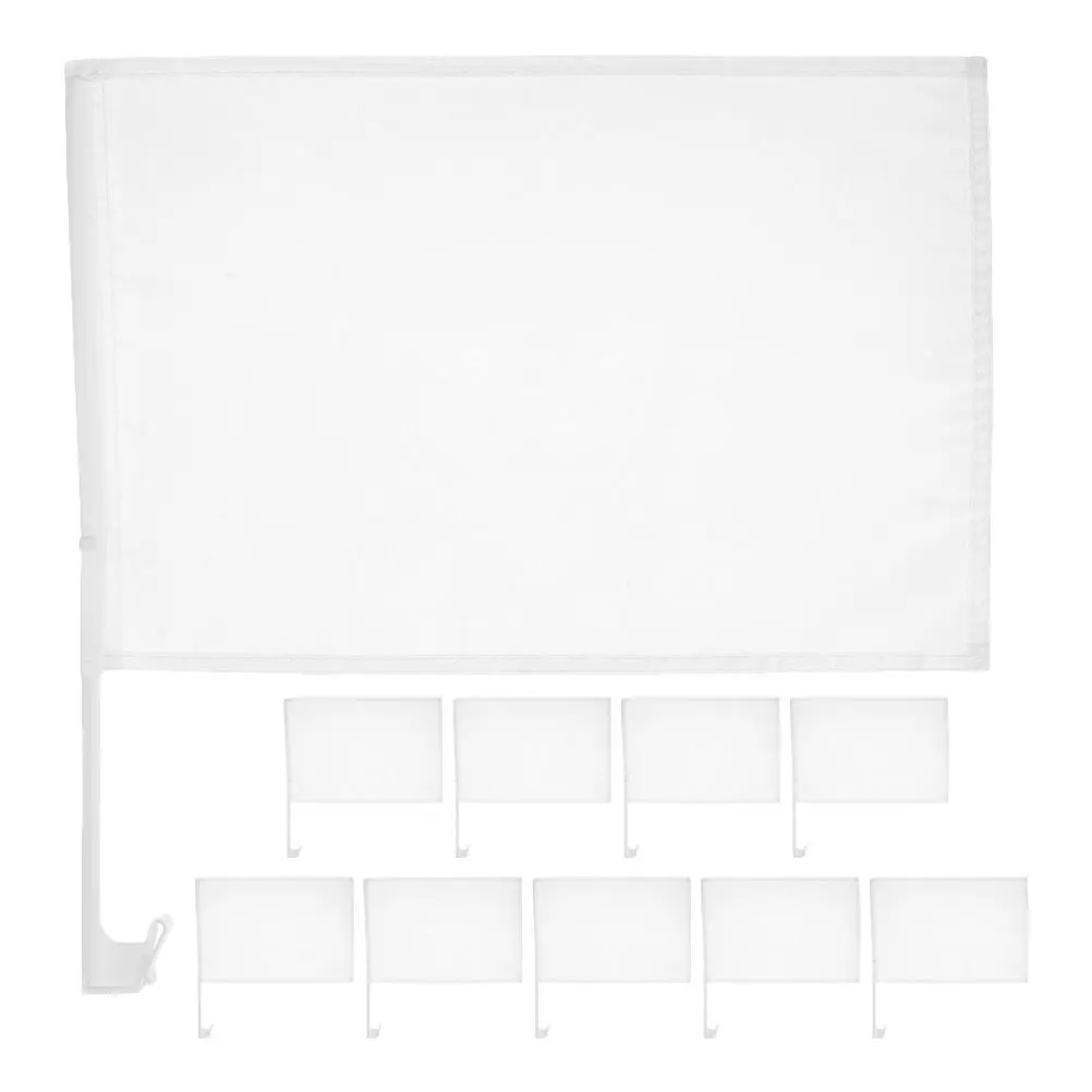 

10 pcs Sublimation Car Blank 30X45Cm White Window Flags With Pole Diy Patriotic Decorations Outdoor Festival Mini Flags On