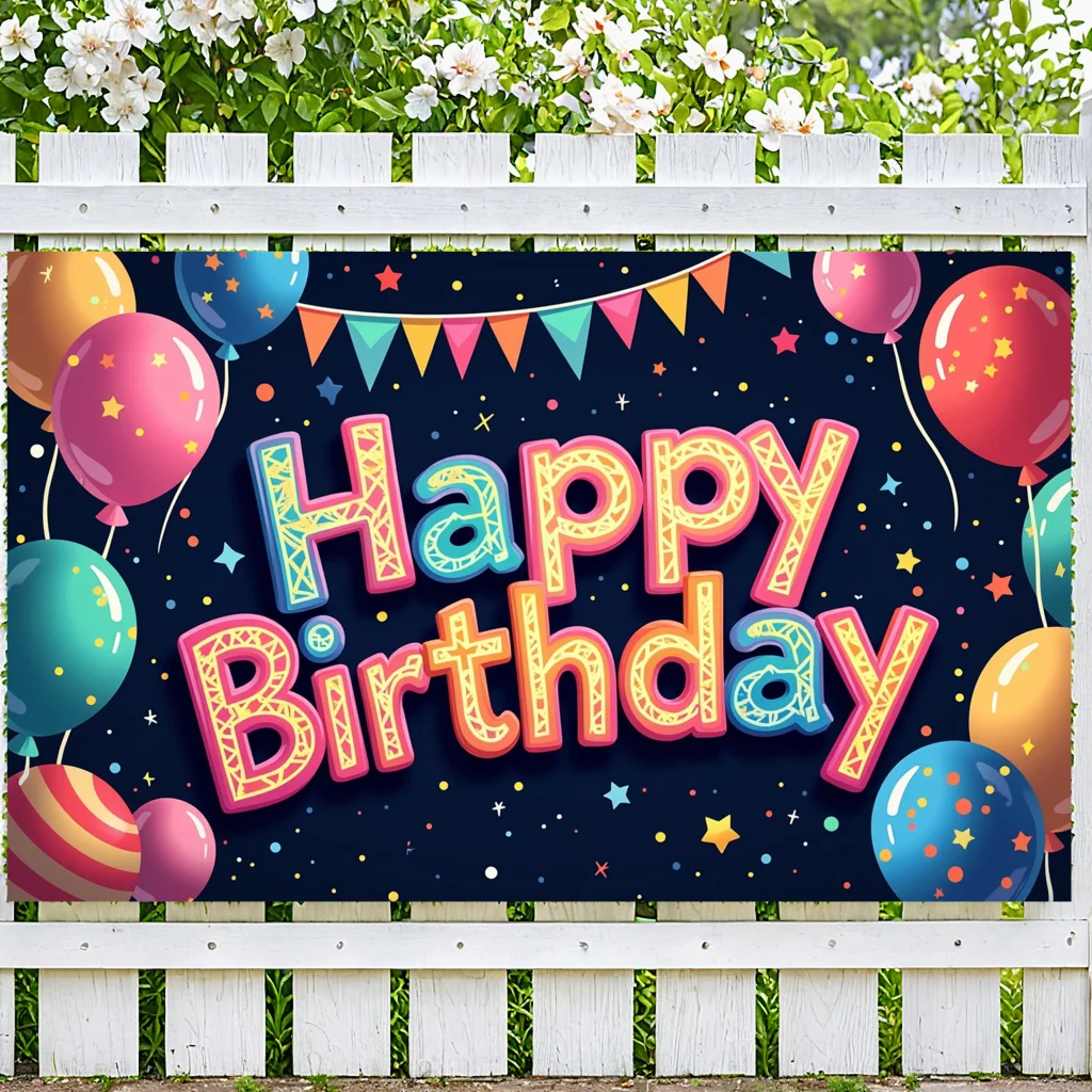 Birthday Backdrop Banner Party Decor Event Background Festive Setting Kids Event Birthday Party Supplies Balloon Garland