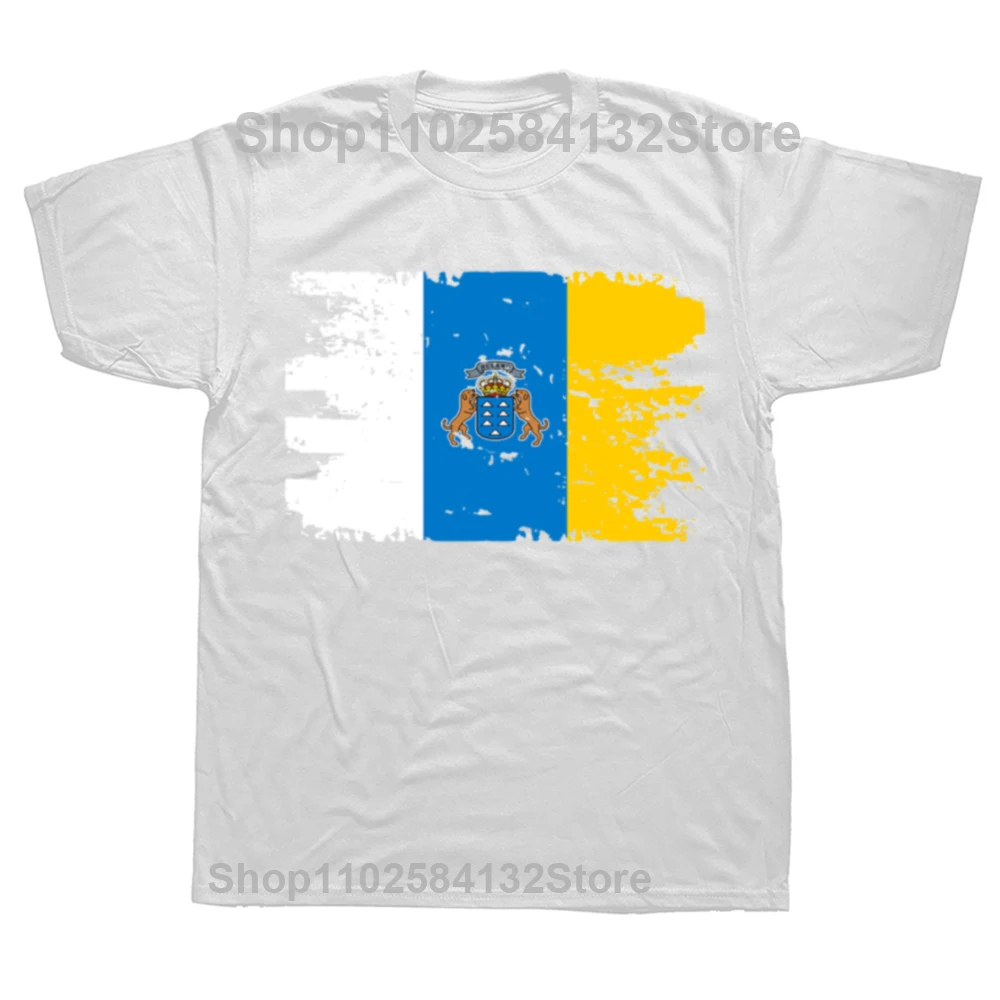 Funny Canary Islands Flag Travel Africa T Shirts Summer Graphic Cotton Streetwear Short Sleeve Birthday Gifts T-shirt Men