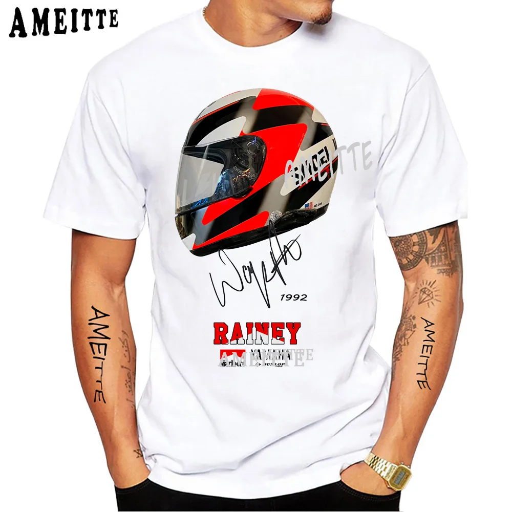 90's Legend Rider 500 GP The Golden Era Wayne Rainey Kevin Schwantz تي شيرت رجالي بأكمام قصيرة للأولاد دراجة نارية رياضية بيضاء تي شيرت #3