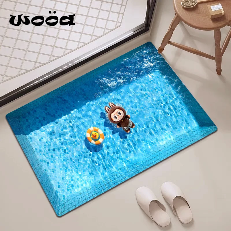 

Labubu Summer Pool Bathroom Mat Diatom Mud Anti-Slip Door Mat Quick Dry Absorbent Floor Rug For Bathroom And Swimming Pool