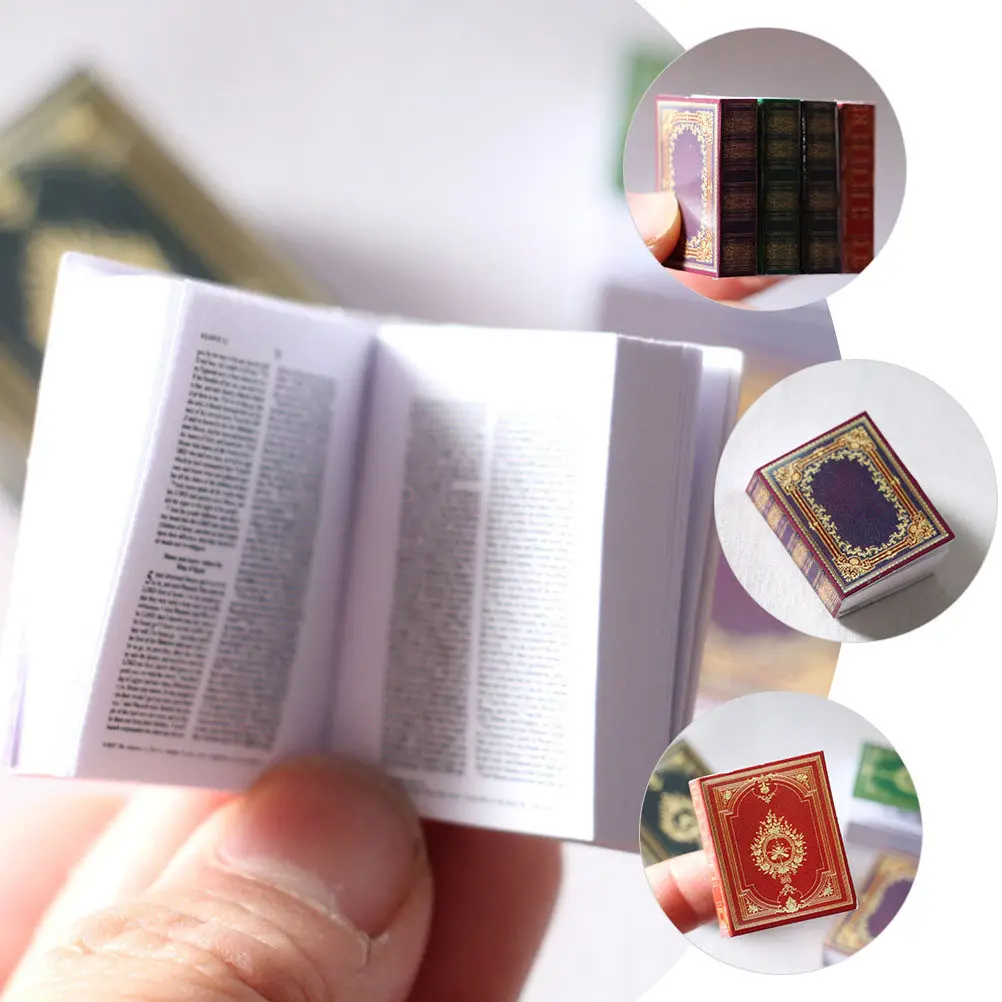 

4Pcs Miniature Dollhouse Books Bible Shape Paper Material Lightweight Decoration for Kids Pretend Play Ornaments