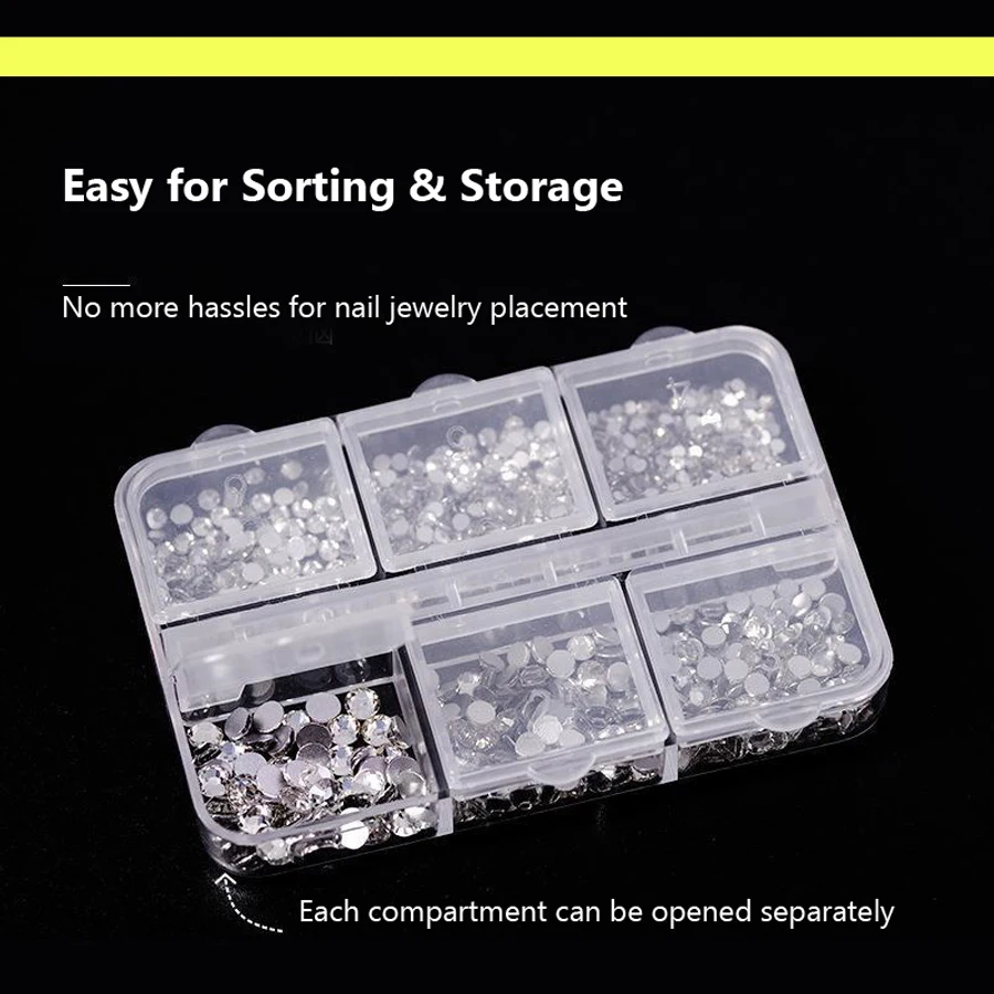 Clear Empty Storage Box for Gems, Rhinestones, Beads Display, Nail Art Decoration Case, Organizer, Jewelry Container