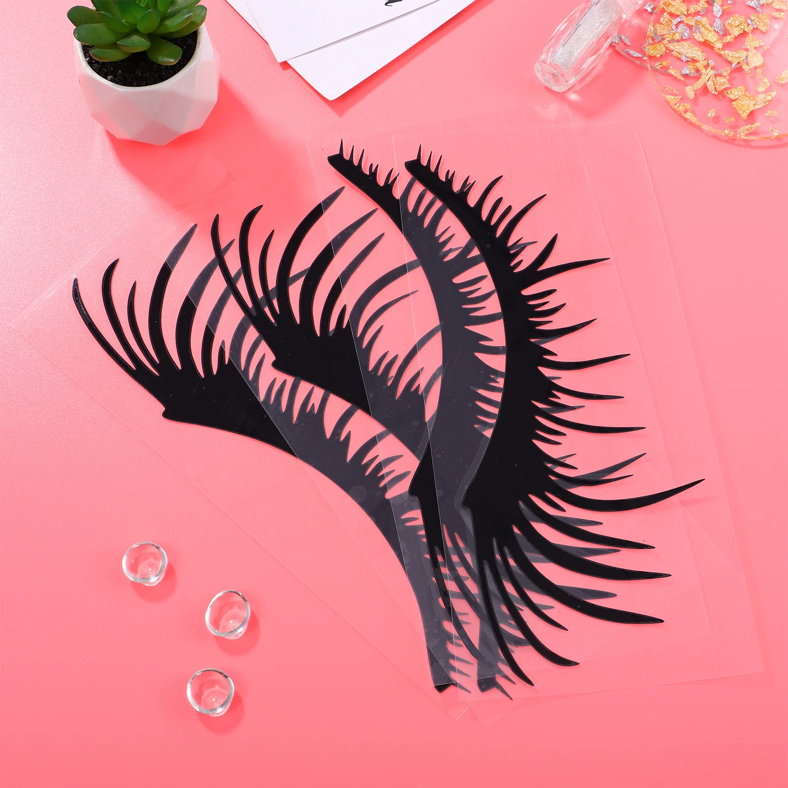 

2 Pairs Fake Eyelash Sticker Headlight Stickers Eyelash Decals Reflective PET Durable Universal Car Body Decoration