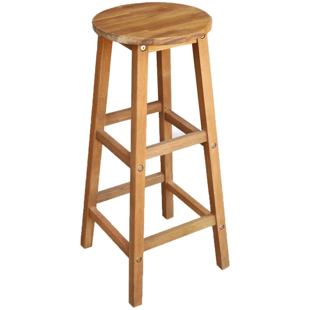 Bar Stool Chair Counter Stools Set of 2 Kitchen Home Decor Solid Acacia Wood