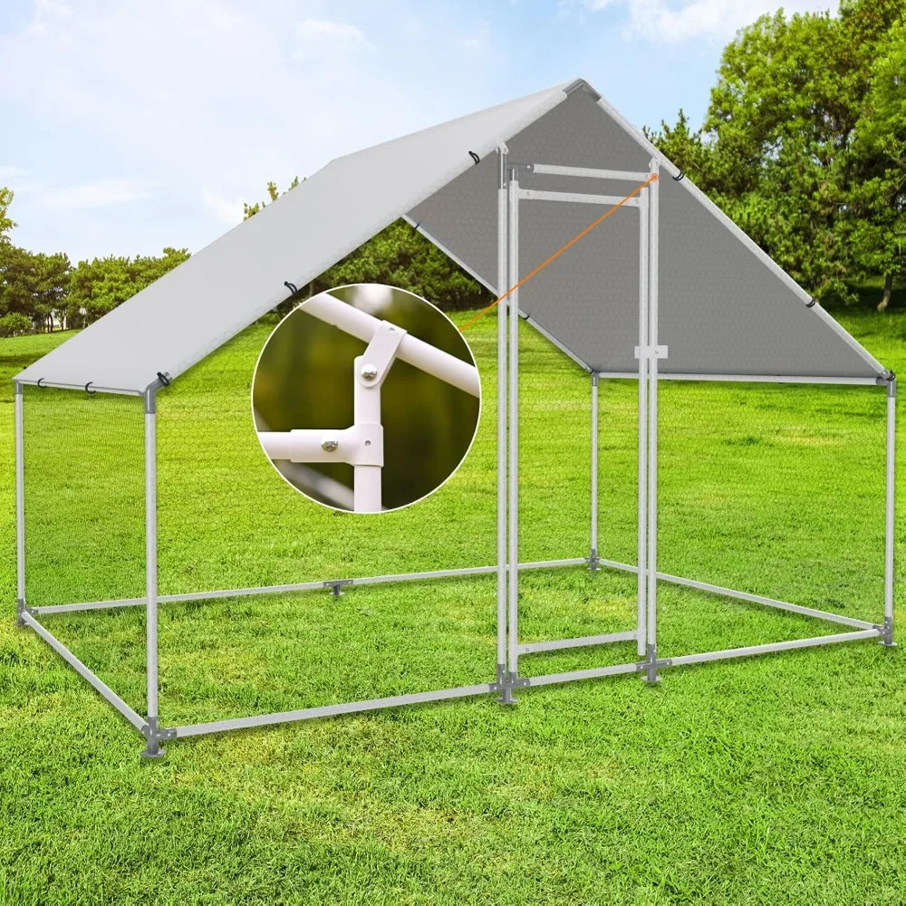 

Large Metal Chicken Coop Walk-in Poultry Cage with Water-Resident and Anti-UV Cover Duck Rabbit Cat House Outdoor Chicken Run