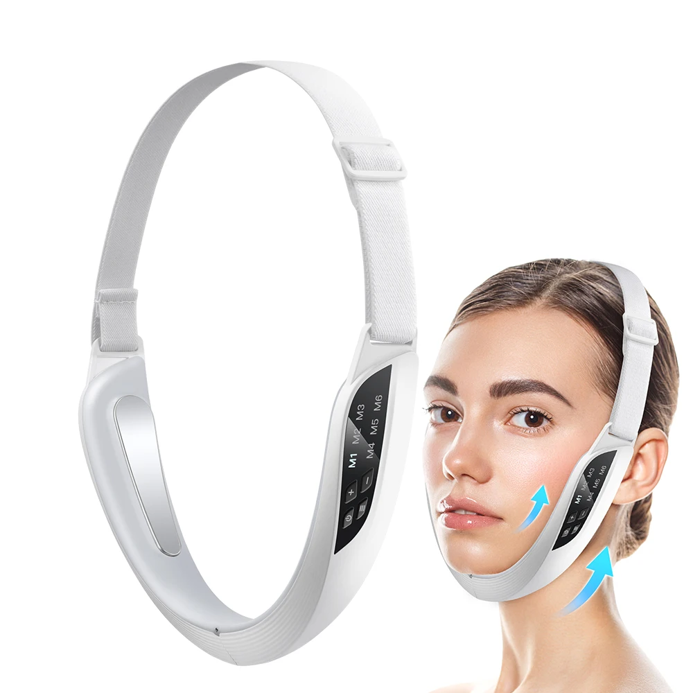 顔痩身器具電動二重あごリムーバーフェイスリフティングEMS美顔器6モード&8ギア微電流Vラインフェイス