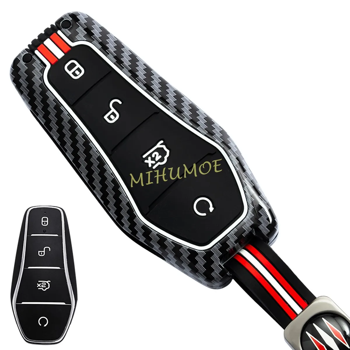 

Metal Carbon Fiber Car Key Fob Case Cover Keychain For BYD Dolphin Mini Surf Seagull Seal U Sealion 6 7 Yuan Plus Song Pro Atto3