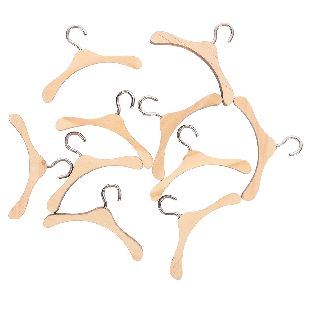 20 szt. Wieszak Mini Rękodzieło Ubrania Lite Drewno Gładkie Kompaktowe Idealny Rozmiar Domek dla Lalek Ozdoba Przechowywanie Zabawka Meble