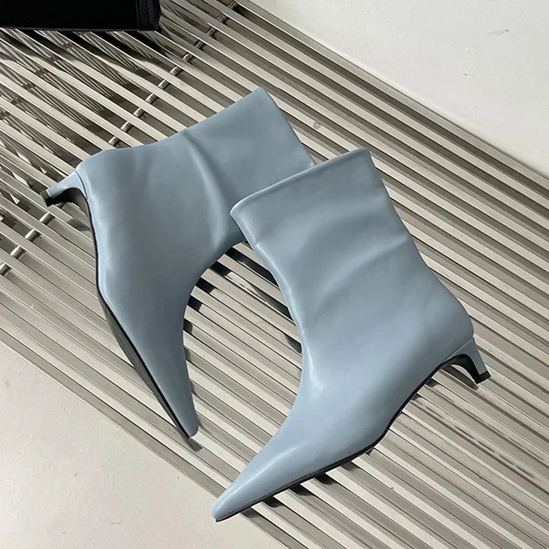 Fashion Pointed Toe Women Ankle Boots Ladies Slim Short Shoes Low Heels Party Dress Pumps Winter Autumn Zapatos Mujer