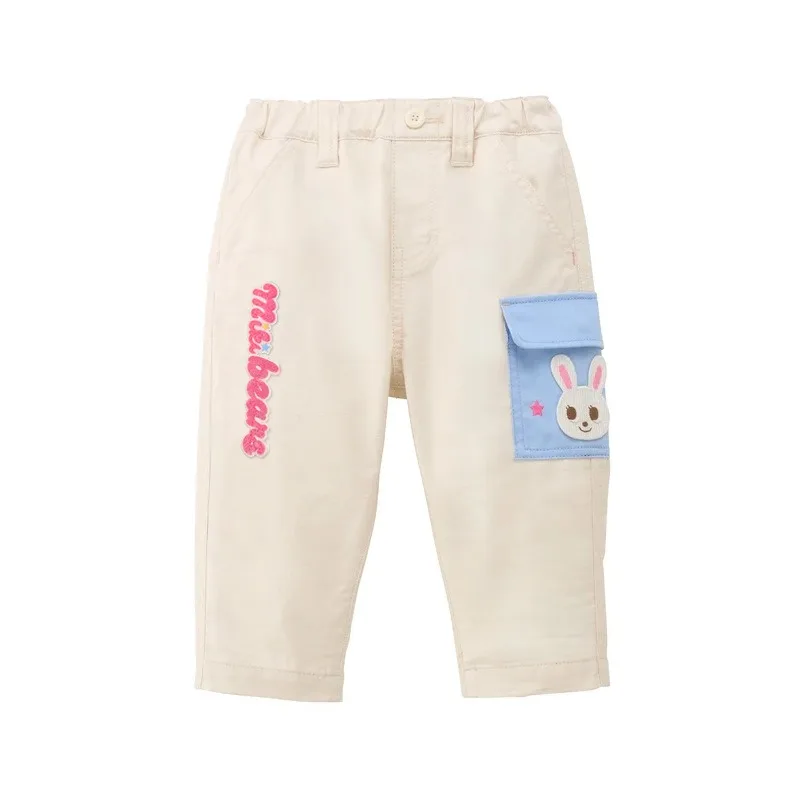 Japanese Kids Cargo Pants Cute Cartoon Bear Rabbit Letter Embroidery Long Trousers Toddler Boys Pant Girls Casual Bottoms