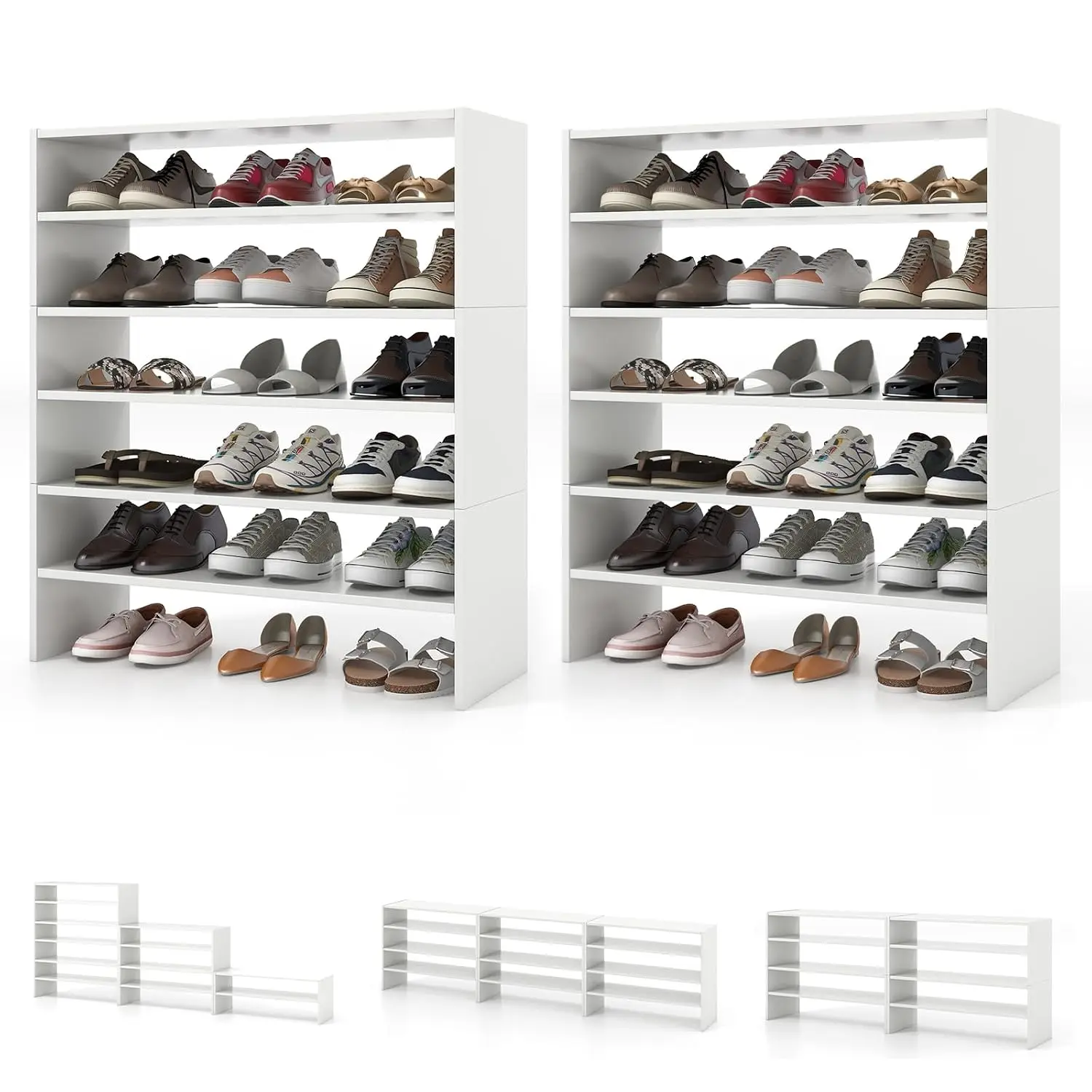 Stackable Vertical 6-Tier Corner Shoe Rack for 18 Pairs, Space Saving Adjustable Shoe Shelf for Entryway, Customized