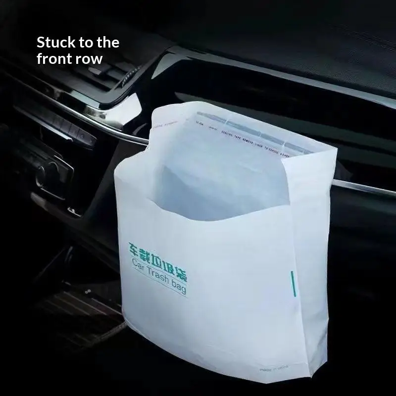 100Pcs Self Adhesive Disposable Car Trash Bags Leak Proof Portable Garbage Sacks for Auto Road Trips Daily Use