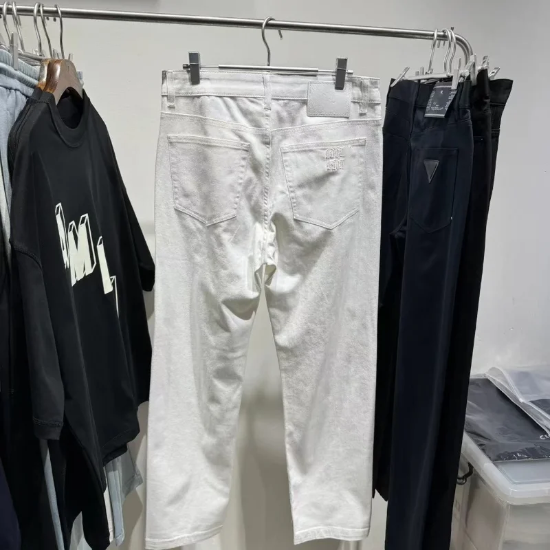 2024ss High Street Mu White Washed Jeans Casual Versatile Trousers Sweatpants Streetwear Pants Techwear Men's Clothing Clothes