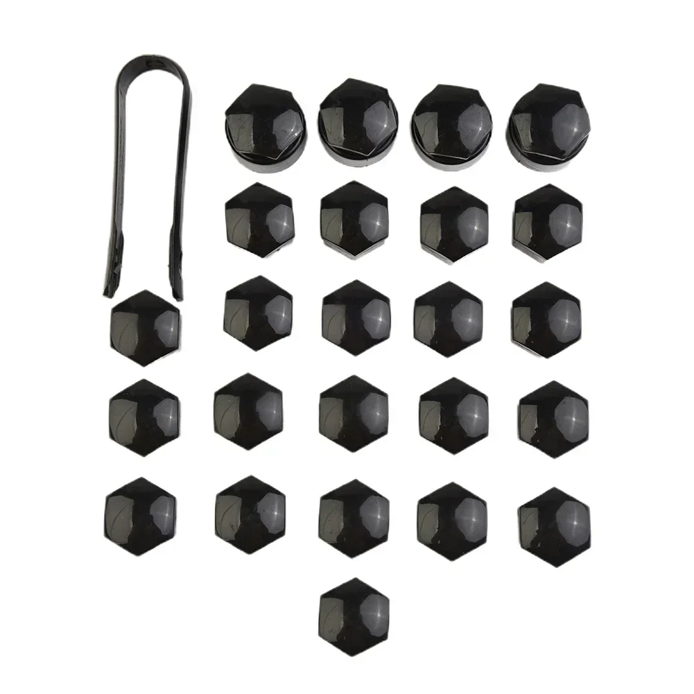 Protect Your Car Wheels with 24 Black Lug Nut Bolt Covers for Opel & BMW 17MM Standard and 23MM Locking Cap Included Easy to Use