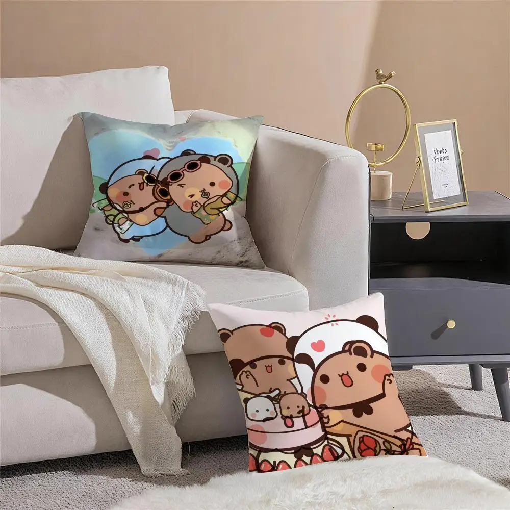 Popular Cartoon Bubu & Dudu Cute 3 Pillow Case Double-Sided Plush Sofa Cushion Covers Organic Breathable Invisible Zipper
