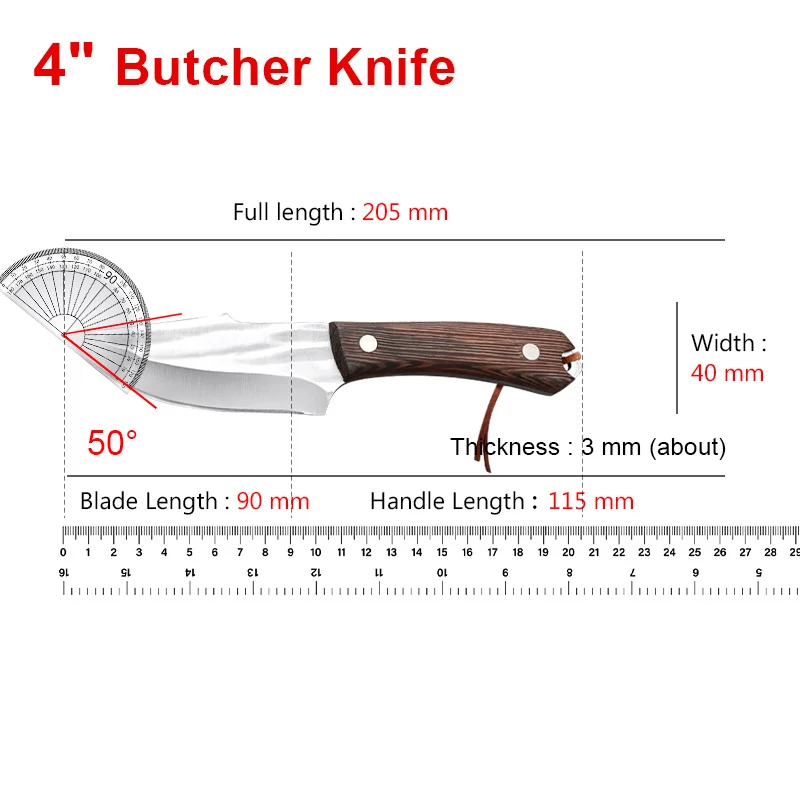 Sharp Boning Knife 3.5 inch Stainless Steel Cleaver Meat Slicing Knife for Household Cooking Tools Forged Wood Handle Knife