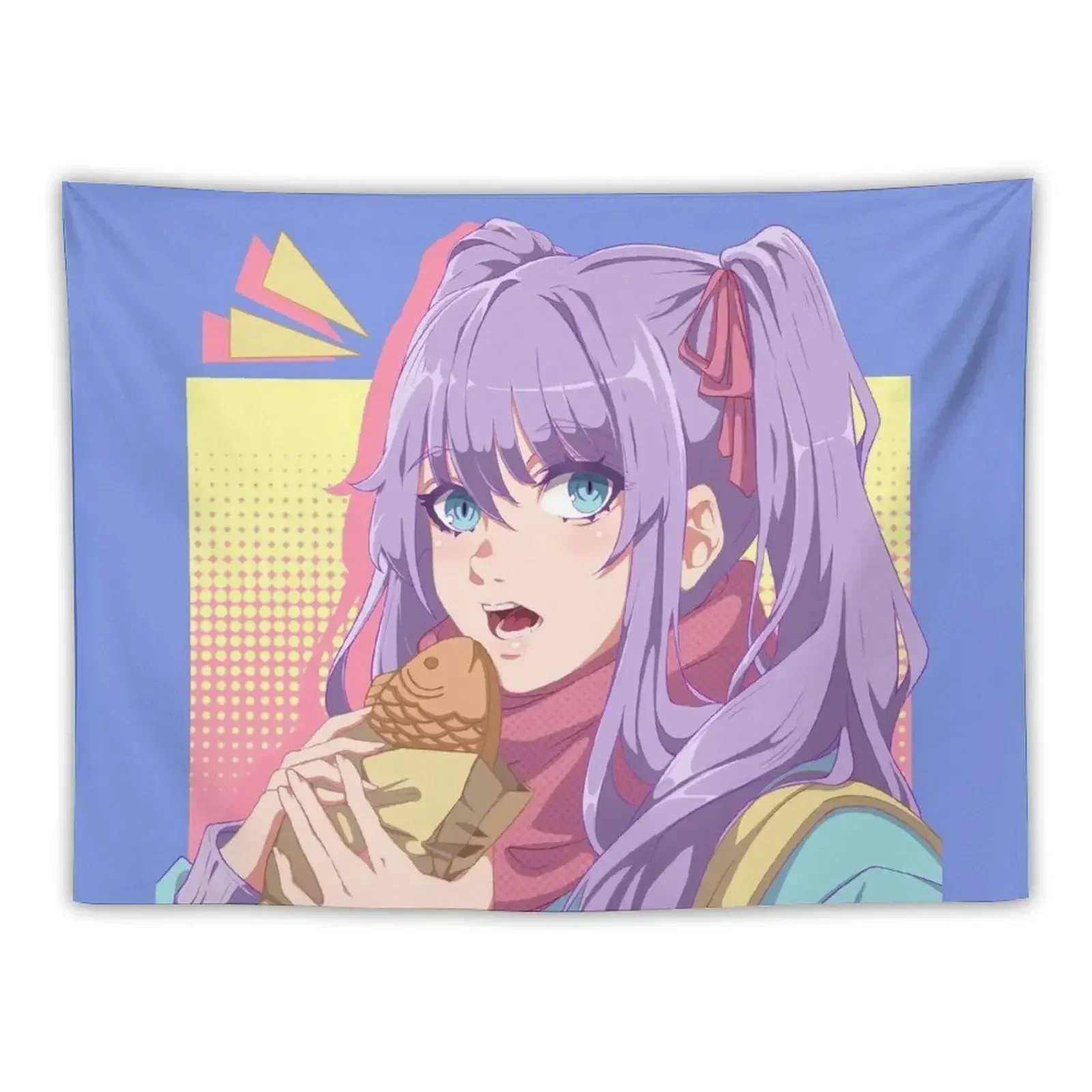 Kawaii girls eat taiyaki (pastel colors) Tapestry Cute Decor Home Supplies Home Decorations Tapestry