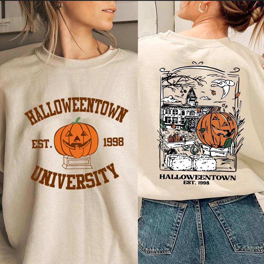 

Vintage Halloweentown 1998 Sweatshirt 2 Side Print Halloweentown University Hoodie Pumpkin Fall Pullover Halloween Party Tops