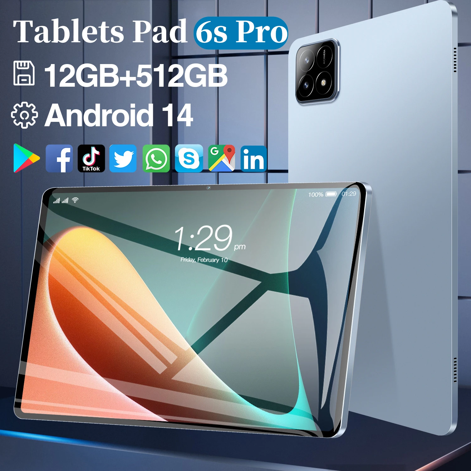 

Global Version XioamI Pad 6S Pro Tablet Android 14 11 inch HD 16GB+1T 12000mAh 5G Dual SIM Bluetooth WiFi GPS WPS Tablets PC