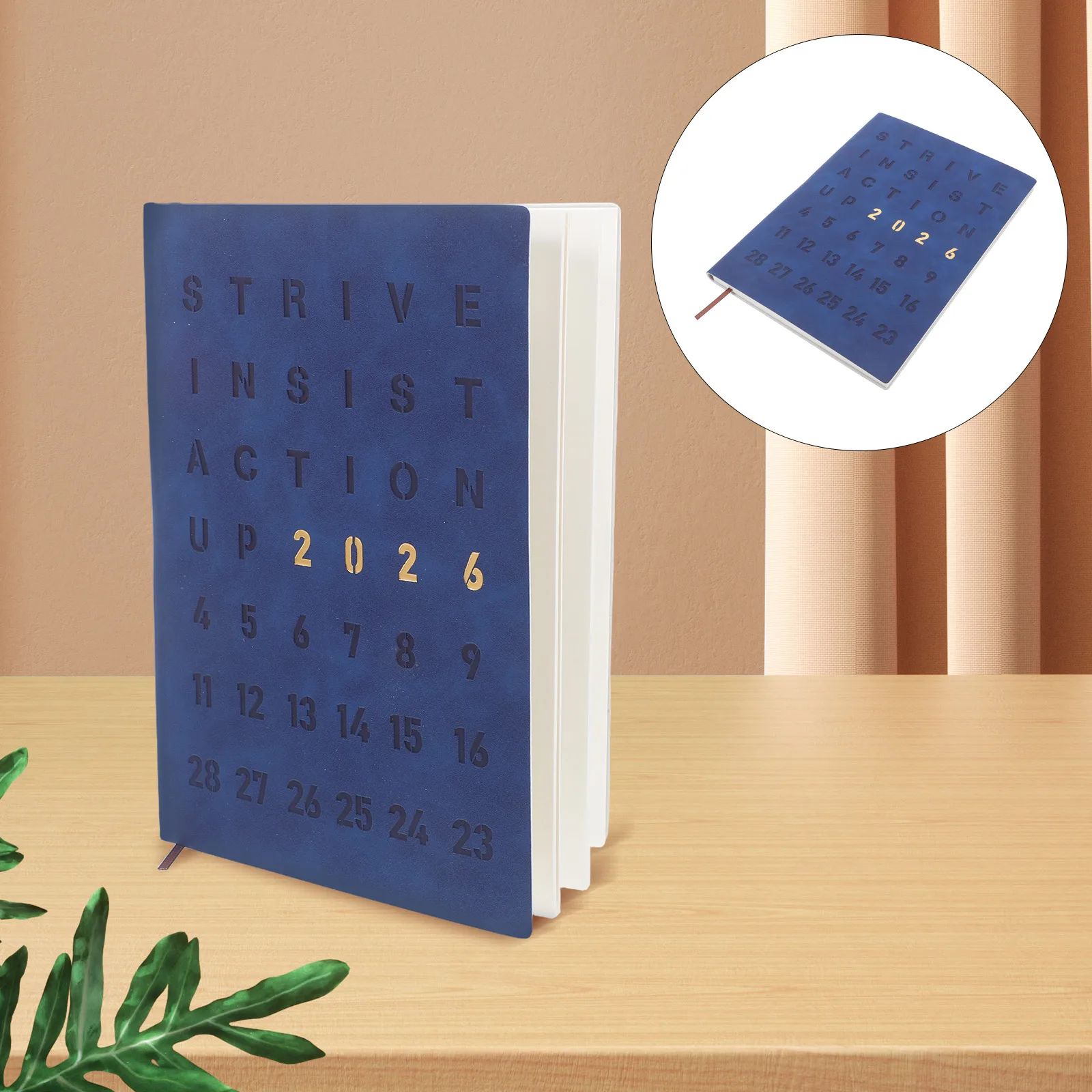 2026 Daily Planner Agenda Monthly Weekly Layout Hard Cover Book Portable Size For Personal Productivity Elegant Style Dark Blue