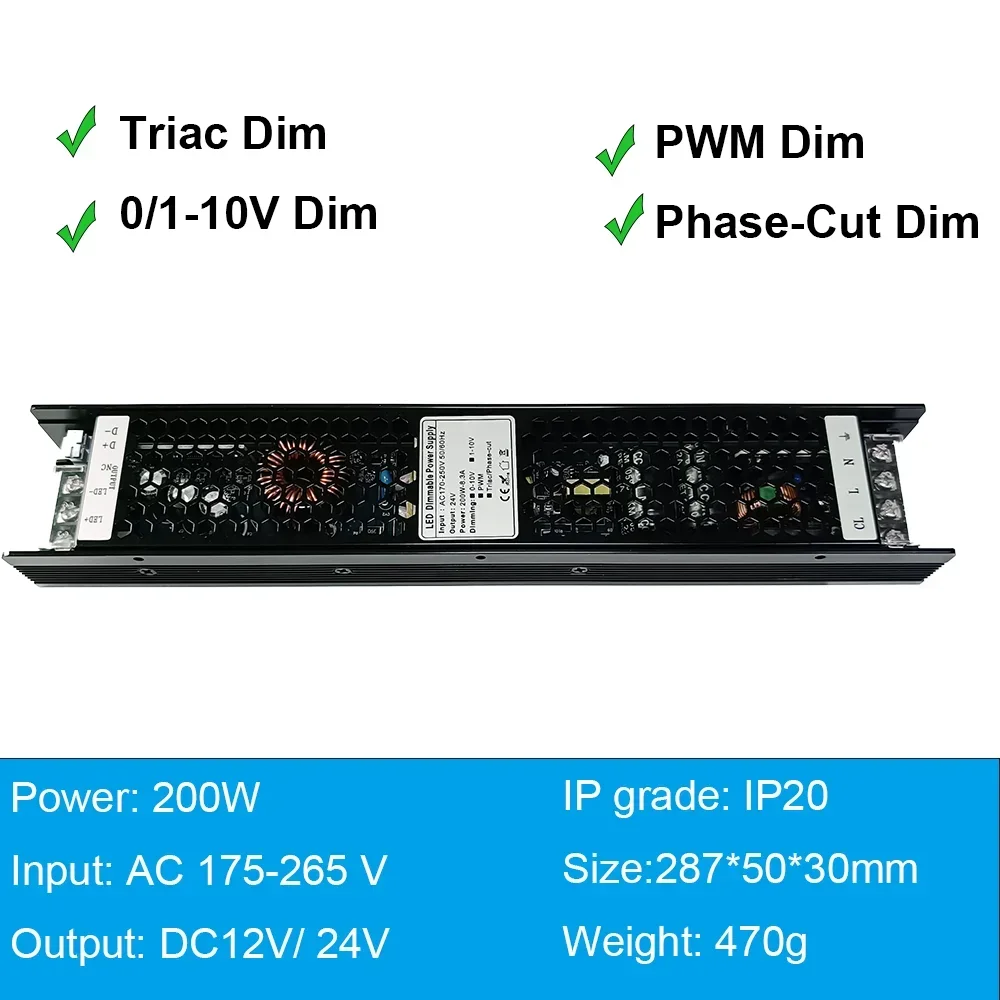 Bez hałasu transformator ściemnialny 220 do 24 60W 100W Triac 0-10v 1-10v zasilacz ściemniania 24v dla diody na wstążce LED