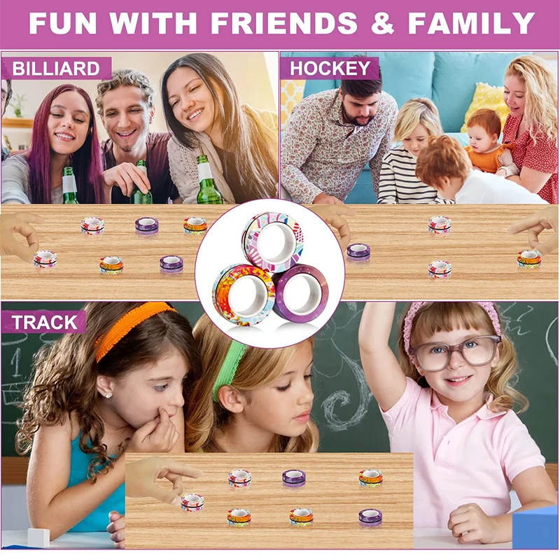 Anelli magnetici Fidget per TDAH Antistress Anelli magnetici colorati Set di giocattoli Fidget per l'allenamento Allevia l'ansia dell'autismo Regalo