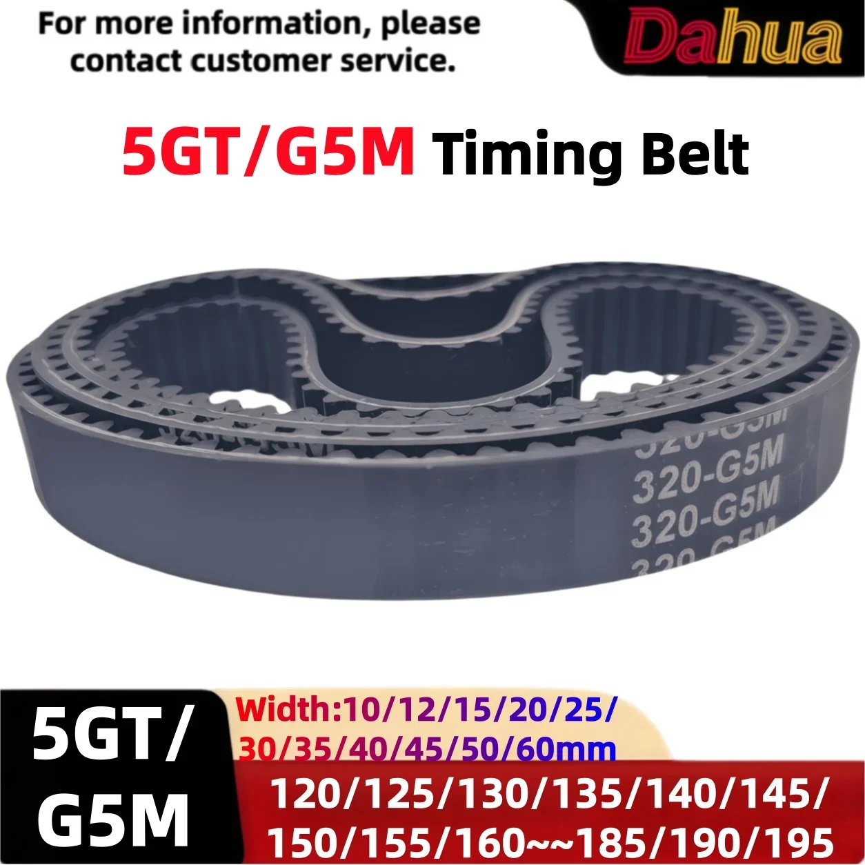 5GT Timing Belt Closed Loop Rubber Synchronous Belt 5mm Pitch L 120~195-5GT  W10-60mm for 3D Printer CNC Laser Engraver Machine