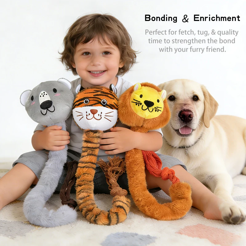 

Pet interactive tug of war cleaning teeth grinding sound dog toy cotton rope for relieving boredom plush pet supplies