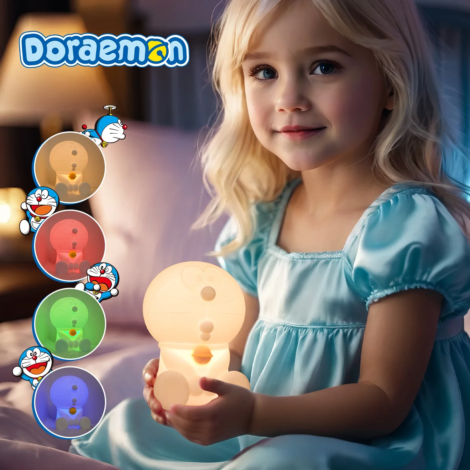 かわいいドラえもんナイトライトシリコーン保育園睡眠ランプタッチコントロール常夜灯 USB 充電式テーブルランプベビー子供用