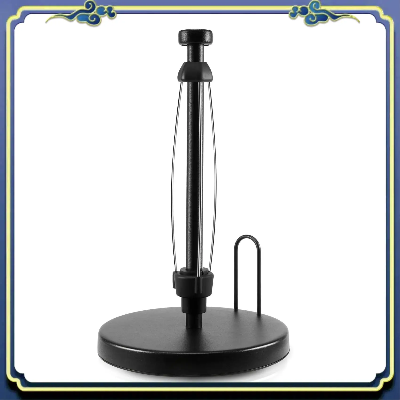 Portable Paper Towel Holder Countertop, Paper Towel Stand With Ratchet System For Kitchen Bathroom Black