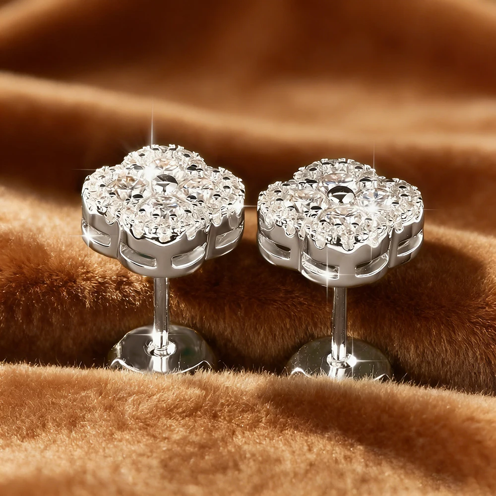 

Серьги-гвоздики Anziw из 14-каратного золота с муассанитом 2,5 мм D, в форме цветка клевера, для женщин, сертифицированные GRA, ювелирные украшения