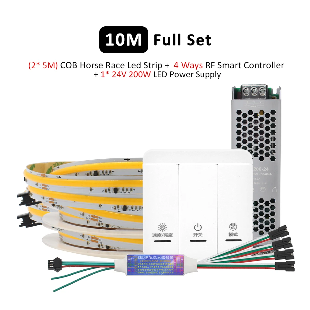 WeeTisa WS2811 Pferderennen-COB-LED-Streifenlicht, DC 24 V, 360 LEDs/m, Flex-Band, Jagen 5 m, 10 m, 20 m, fließendes Wasser, fließende LED-Streifenlichter 8