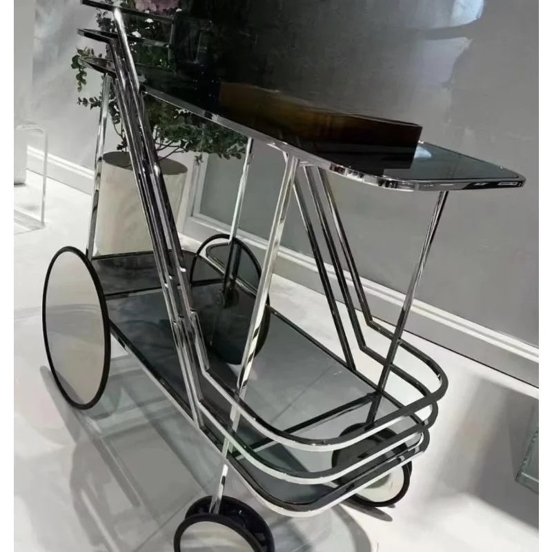 5 Star Hotel Beverage Service Cart Luxury Bar Trolley Wine Cart 304 Stainless Steel Banquet Mobile Food Trolley Trolley Gold