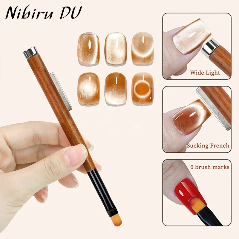 

3 in 1 Nail Art Brush Pen Cat Eye Magnet Double-End Magnetic Phototherapy Pen Gel Polish DIY Manicure Tool with Cat Eye Stick