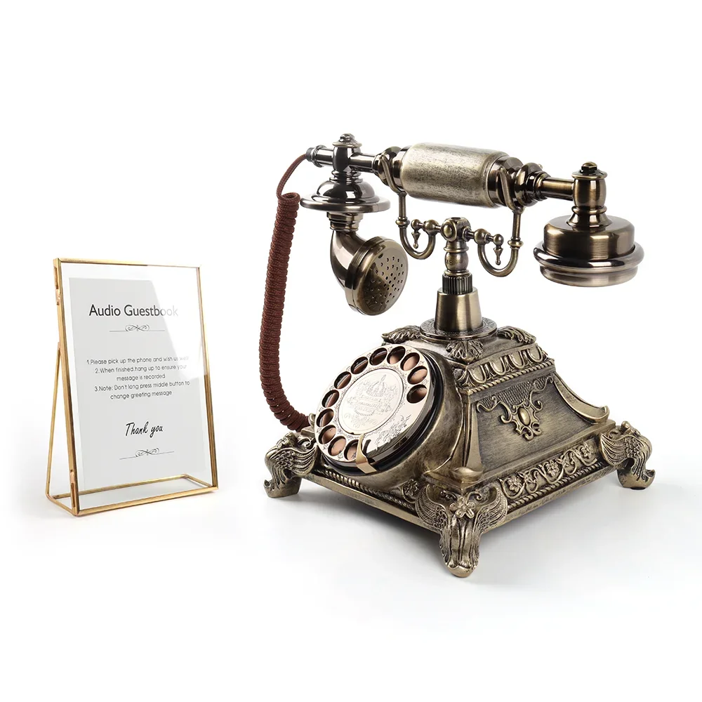 

Wedding audio Guestbook Phone Message Recording Telephone white Rotary Antique Telephone Guest Good Wishes Voice Recorder