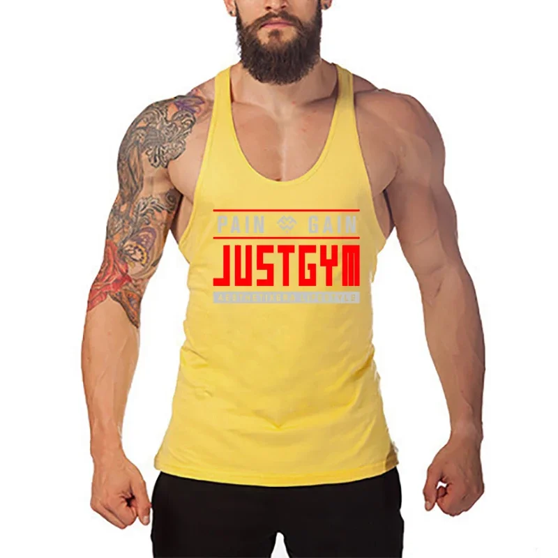 Summer Cotton Running Sport T-Shirts Gym Bodybuilding Fitness Muscle Sleeveless Tank Tops Mens Casual Y-Back Breathable Vests