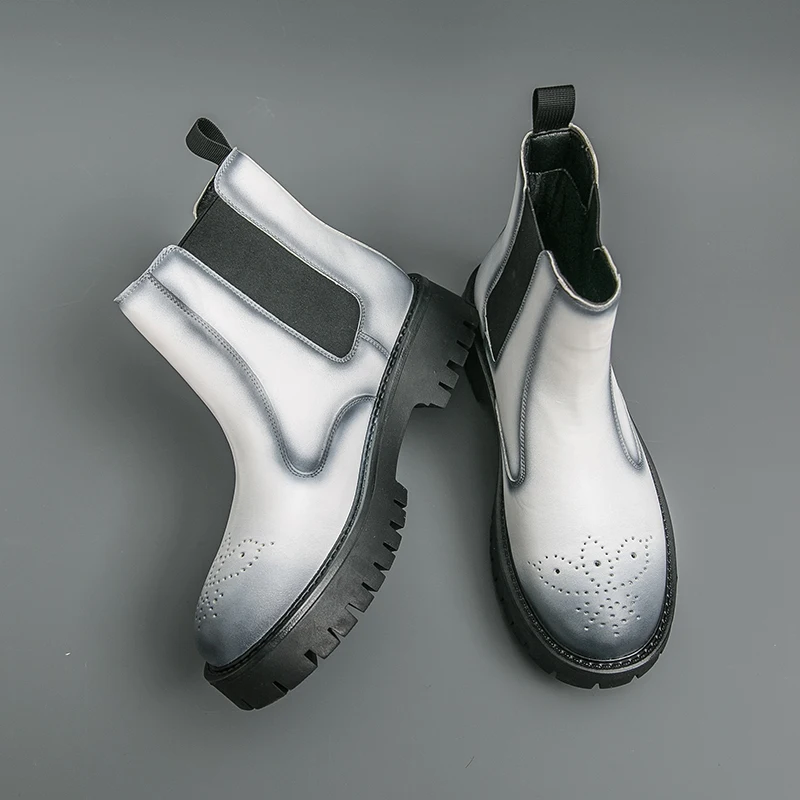 Botas de otoño e invierno para hombre, estilo de diseñador de lujo, ocio y moda, fiesta, zapatos de suela gruesa a la moda para exteriores, 38-46, nuevo