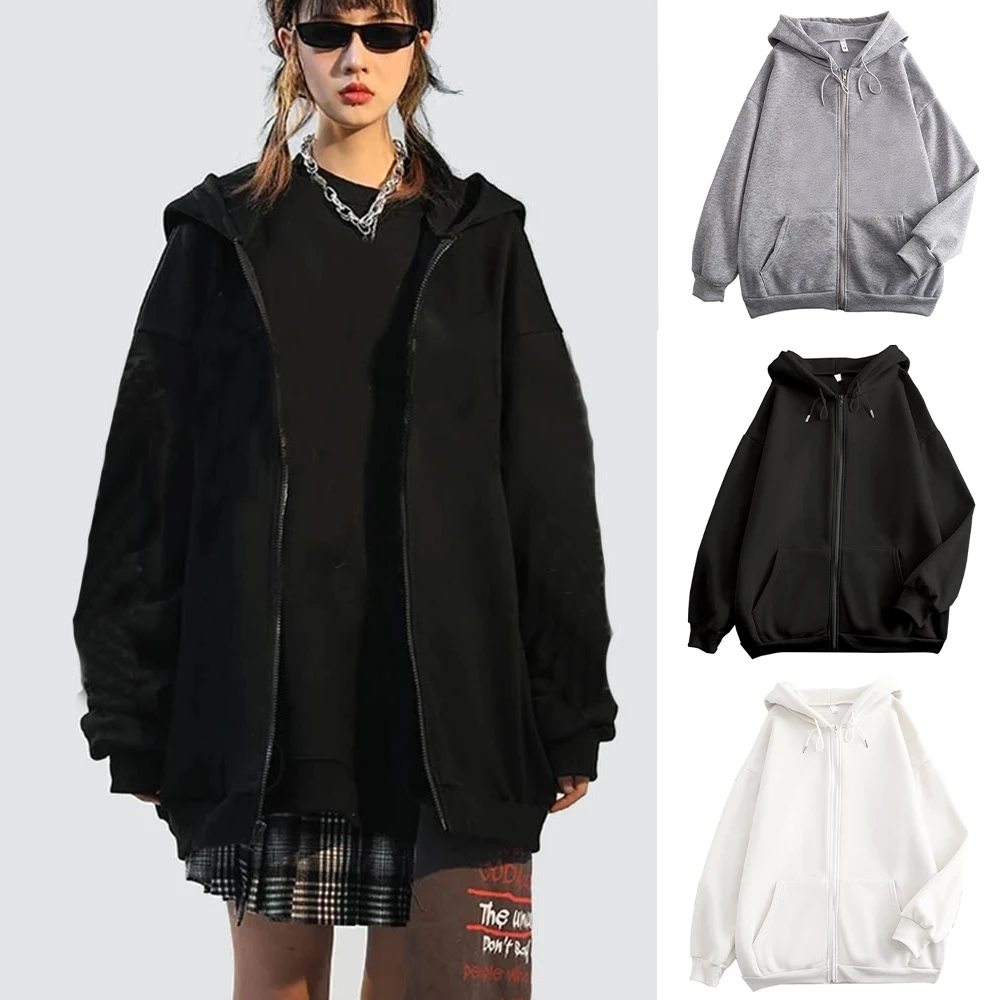 Men Women Hoodies Jacket Casual Long Sleeve Zip Hooded Sweatshirts Y2k Harajuku Cardigan Men Jacket Tops