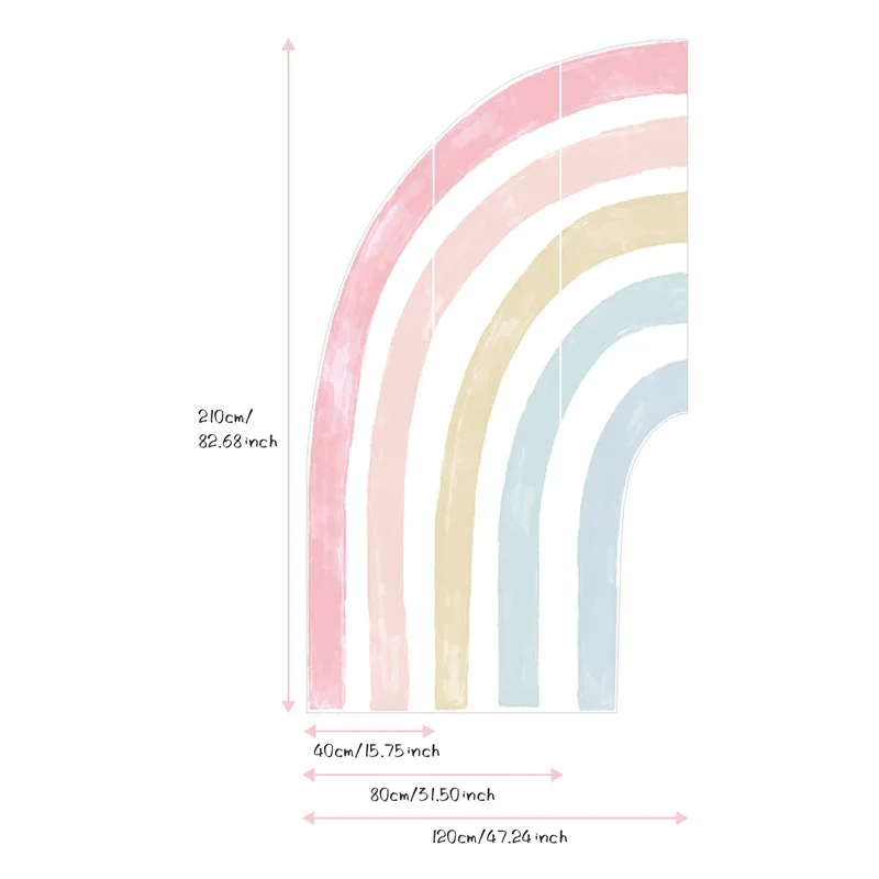 Imagem -04 - Adesivos de Parede do Arco-íris da Aguarela Tecido Impermeável sem Costura Papel de Parede Grande Mural para Crianças