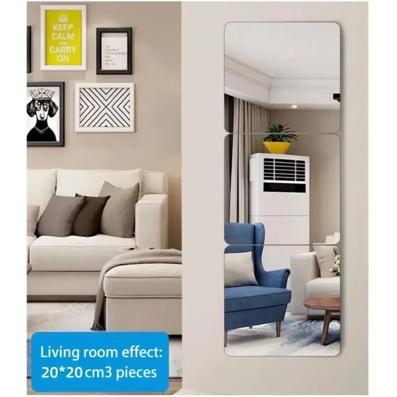 3D Self-adhesive Mirror Stickers Flexible Thicken DIY Art Mirrors Acrylic Wall Decorations For Door Wardrobe Bathroom Home