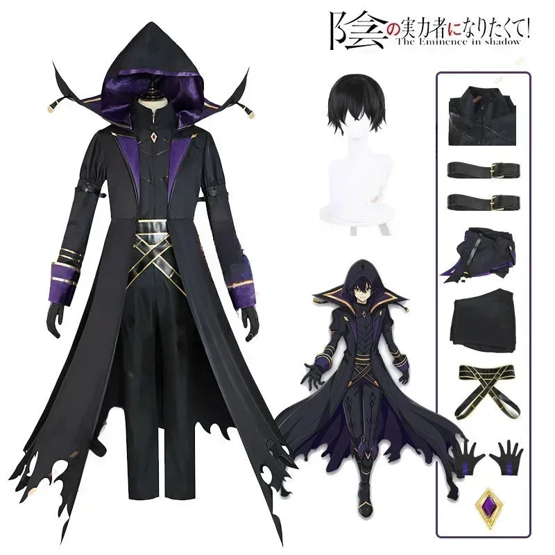 

Kagenou Cid Cosplay Costume Wig Anime Eminence in Shadow Uniform Cloak Shadow Garden Minoru Kagenou Halloween Party Men Boys