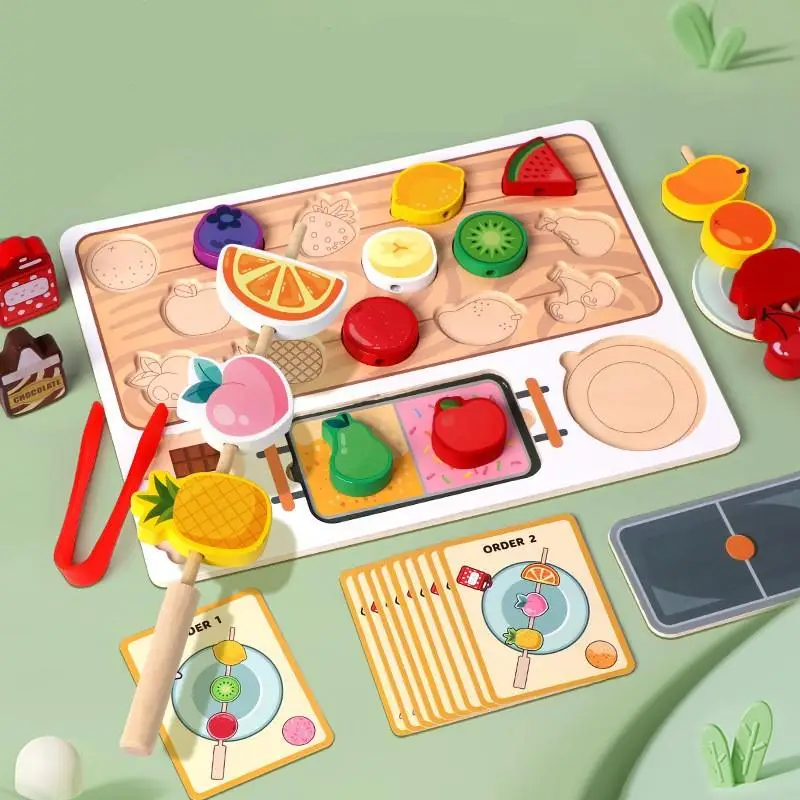 لوحة أحجية الصور المقطوعة ثلاثية الأبعاد التعليمية للأطفال التعليم المبكر متعة محاكاة الوالدين والطفل المطبخ الشواء فتاة #2