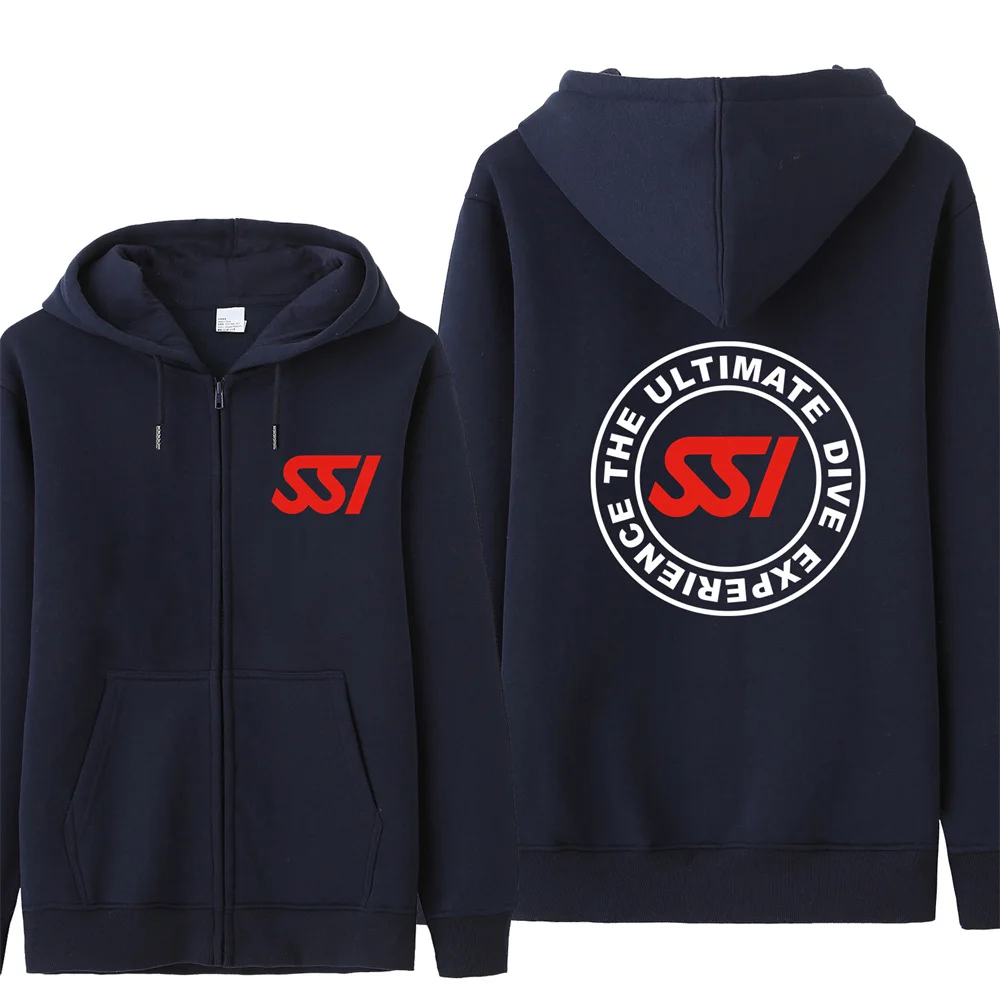 Scuba Diving Dive SSI Sweatshirts Men Casual SSI Hoodies Fleece Jacket Zipper Tracksuit