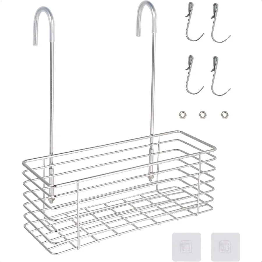 

Hanging Shower RackShower Caddy Hanging Hung on the Faucet or the Door the Back Hook Can be Rotated No Drilling 304 Stainless S